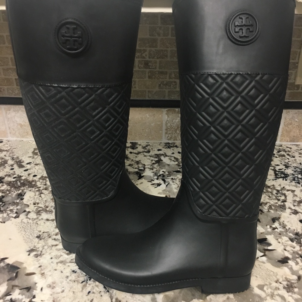 Tory Burch authentic quilted Marion new rain boots